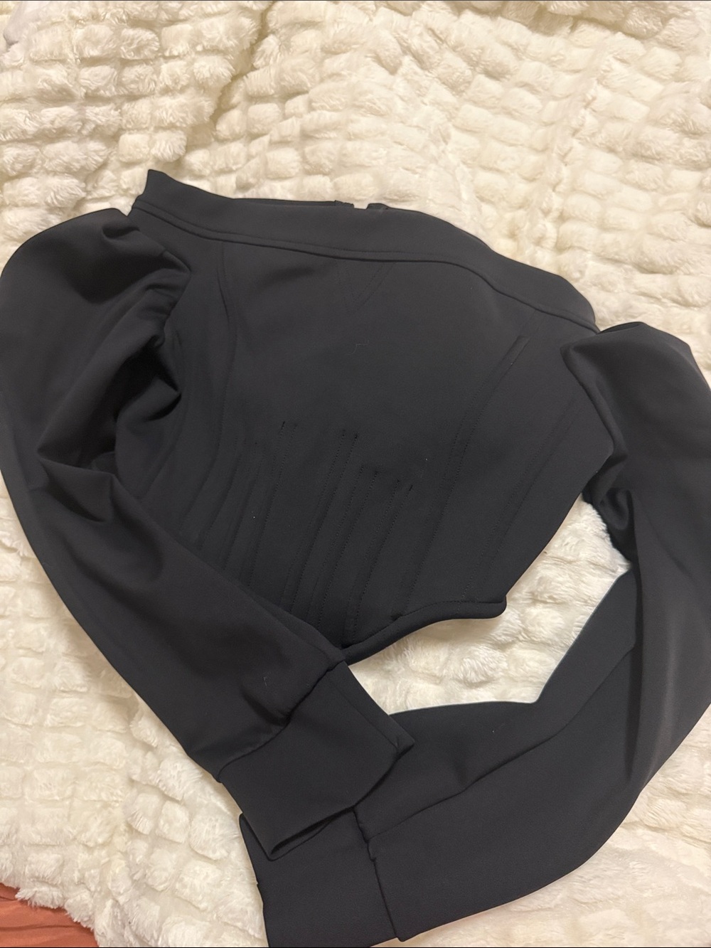 Black Off-Shoulder Corset Crop Top with Front Zipper